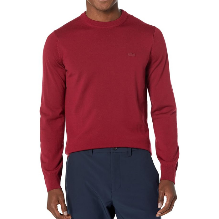 Lacoste Burgundy Crew Neck Pullover Sweater