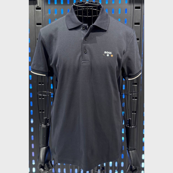 BOSS Mercerised-Cotton Polo-Shirt With Grid Trims