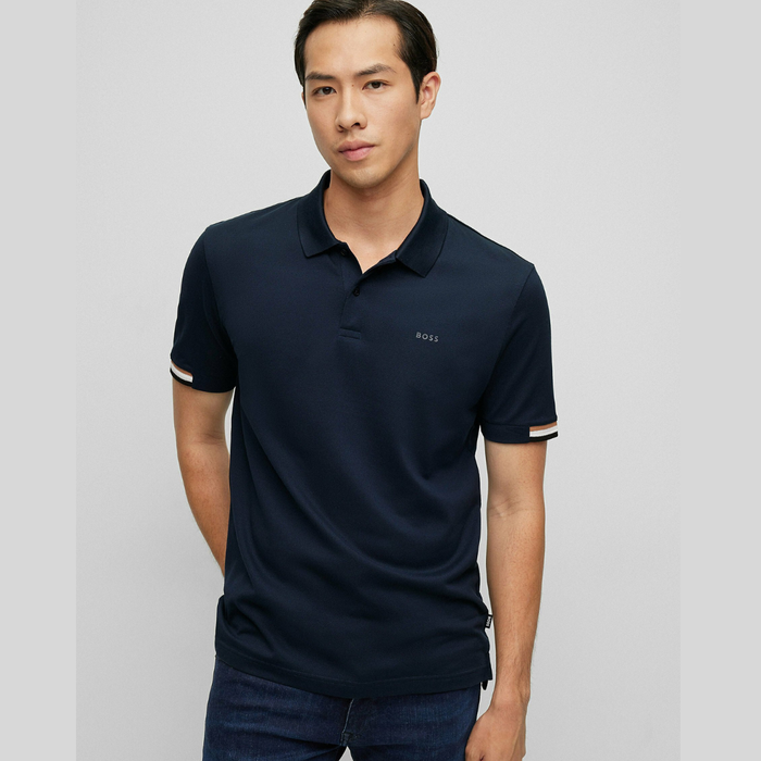 BOSS Rubberized-logo Polo-Shirt interlock cotton