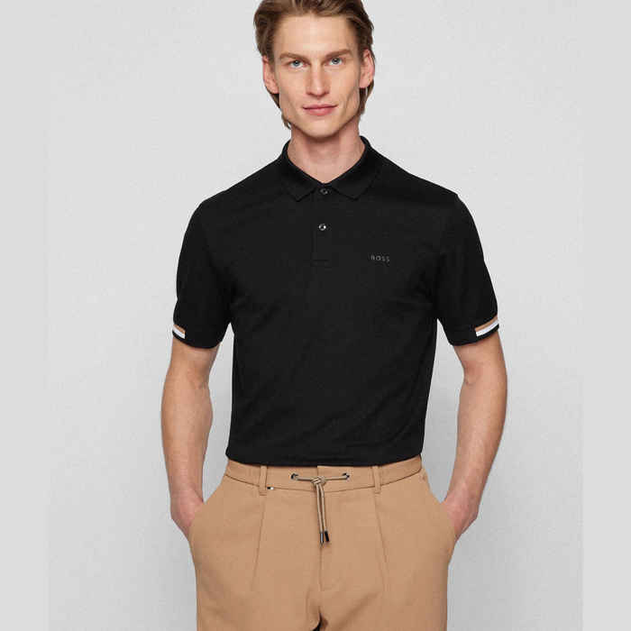 BOSS Rubberized-logo Polo-Shirt interlock cotton