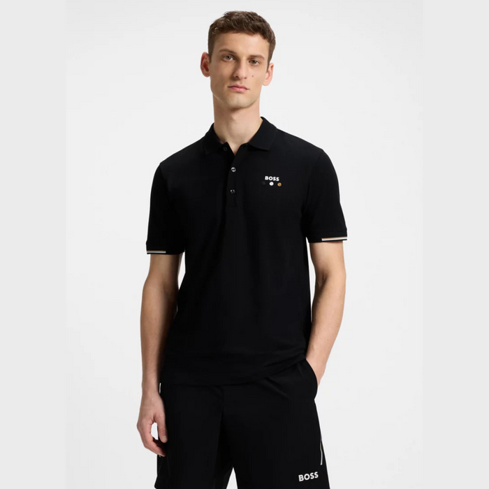 BOSS Mercerised-Cotton Polo-Shirt With Grid Trims