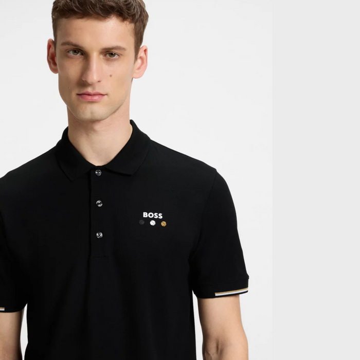 BOSS Mercerised-Cotton Polo-Shirt With Grid Trims
