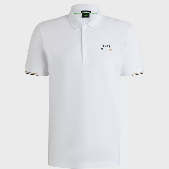 BOSS Mercerised-Cotton Polo-Shirt With Grid Trims