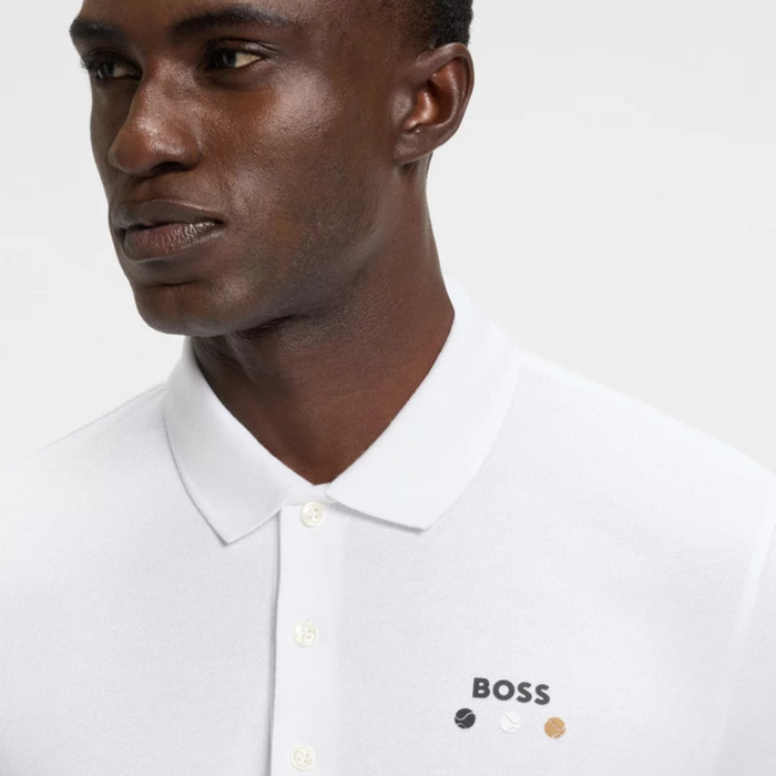 BOSS Mercerised-Cotton Polo-Shirt With Grid Trims
