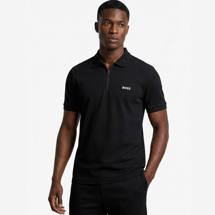 BOSS Zip-Neck Polo-Shirt in Cotton
