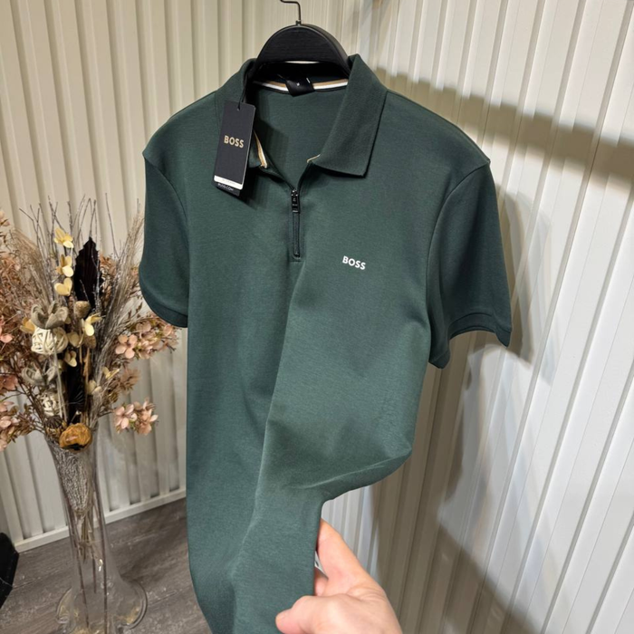 BOSS Zip-Neck Polo-Shirt in Cotton