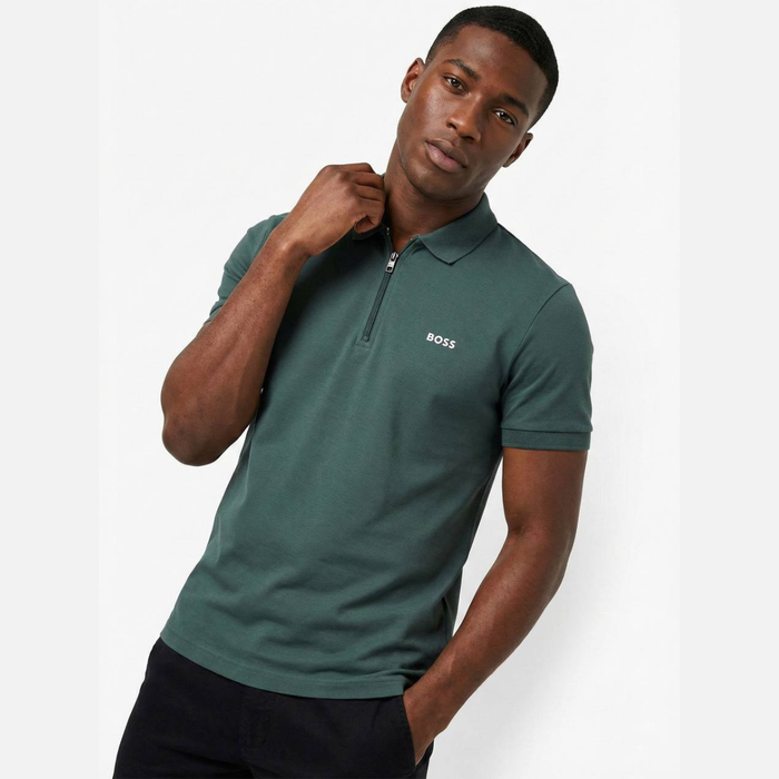 BOSS Zip-Neck Polo-Shirt in Cotton