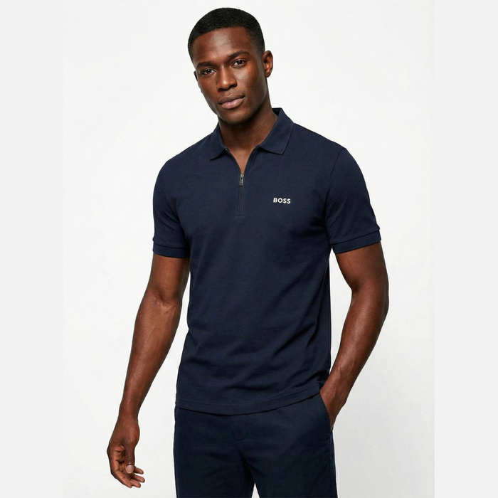 BOSS Zip-Neck Polo-Shirt in Cotton
