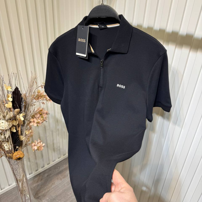 BOSS Zip-Neck Polo-Shirt in Cotton