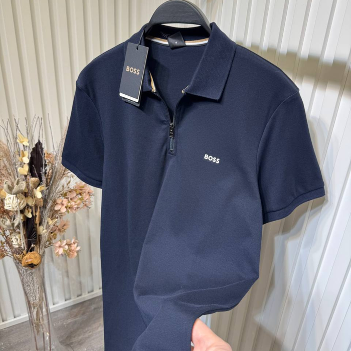 BOSS Zip-Neck Polo-Shirt in Cotton