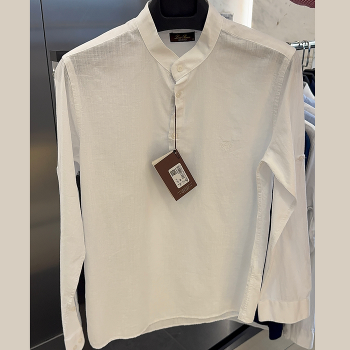 Loro  Piana Band Collar LINEN Shirt