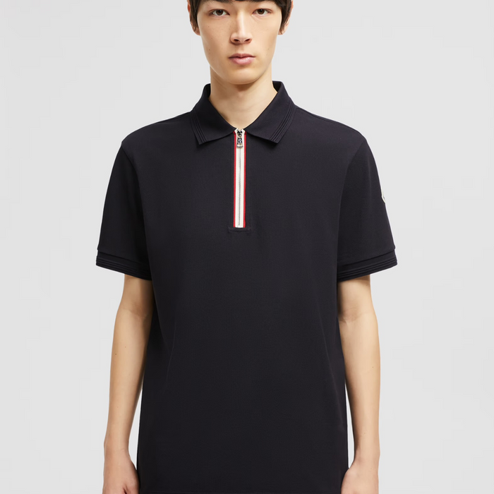 Moncler Zip Placket Trim Polo T-Shirt