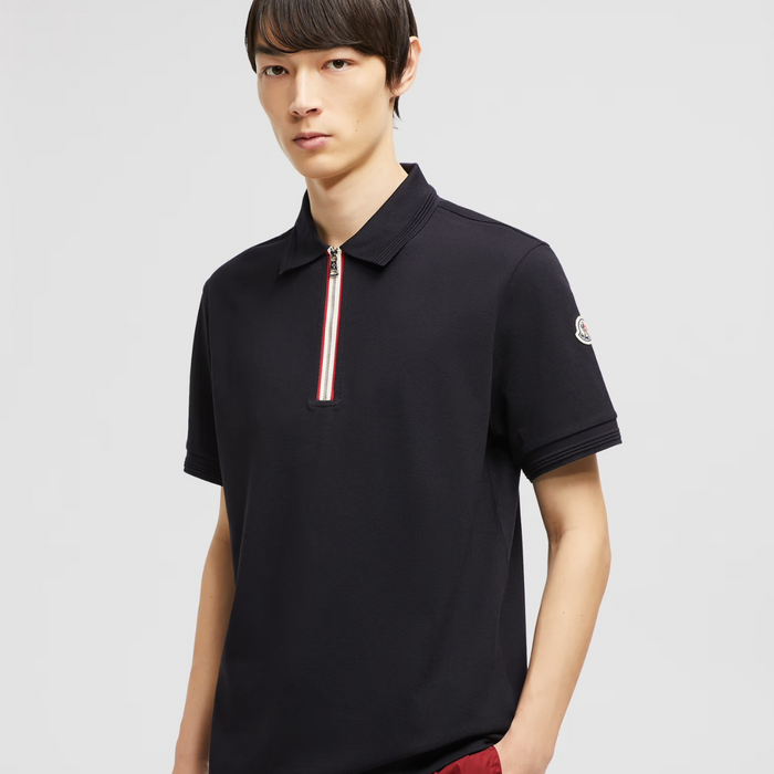 Moncler Zip Placket Trim Polo T-Shirt