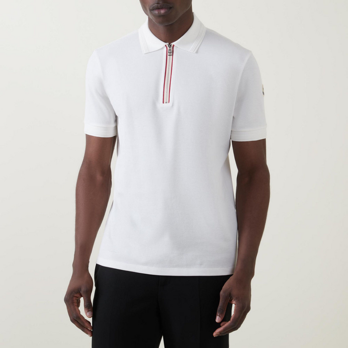 Moncler Zip Placket Trim Polo T-Shirt