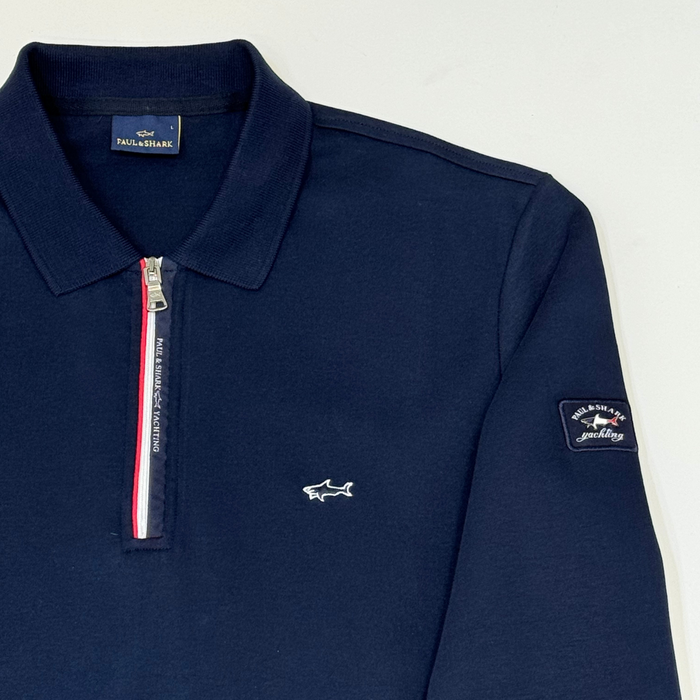 Paul&Shark Navy Blue Zip-Fastening Polo Shirt