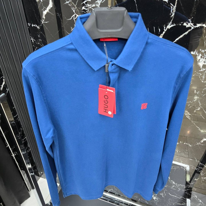 HUGO Blue Cotton Polo Sweatshirt