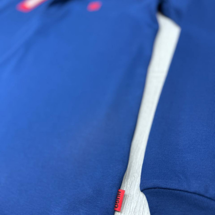 HUGO Blue Cotton Polo Sweatshirt