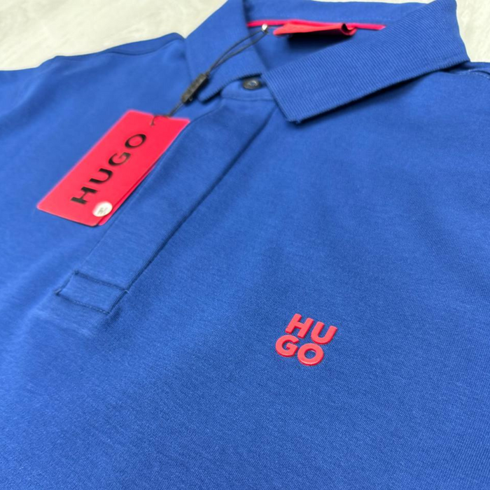 HUGO Blue Cotton Polo Sweatshirt