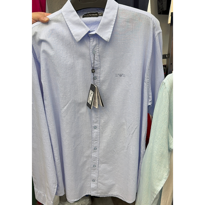 Armani Baby Blue Linen Shirt - BIG SIZE