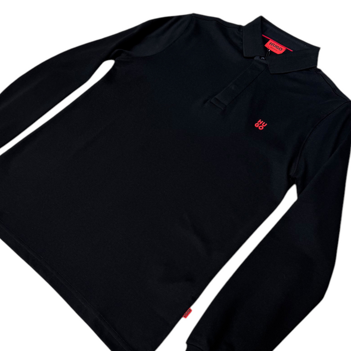 HUGO Black Cotton Polo Sweatshirt