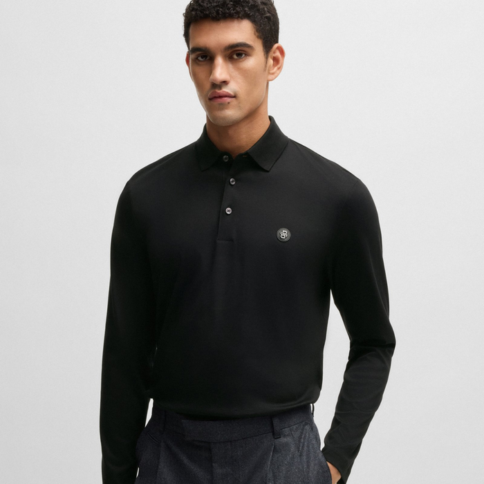 Boss Mercerized-Cotton Polo Shirt with Double "B" Monogram