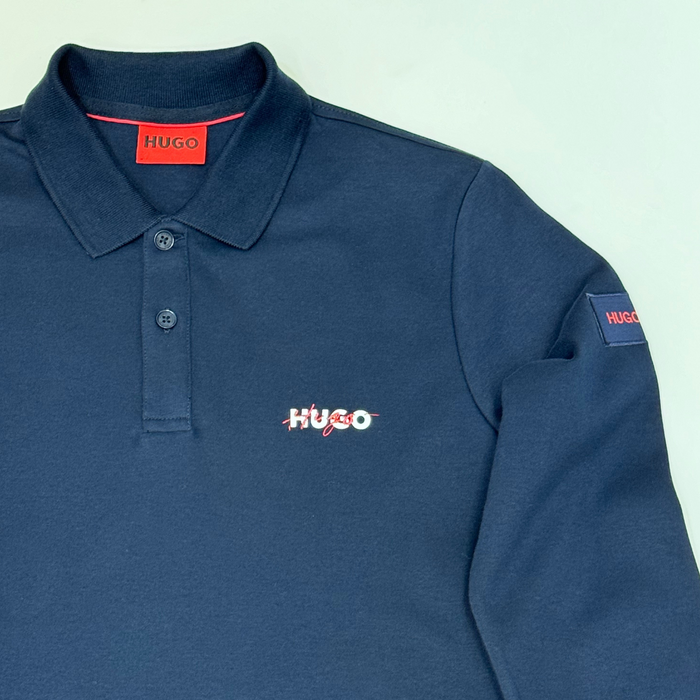 HUGO Cotton Navy Blue Polo Shirt