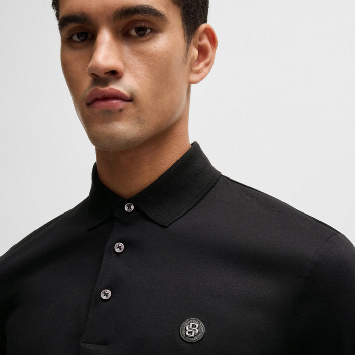 Boss Mercerized-Cotton Polo Shirt with Double "B" Monogram