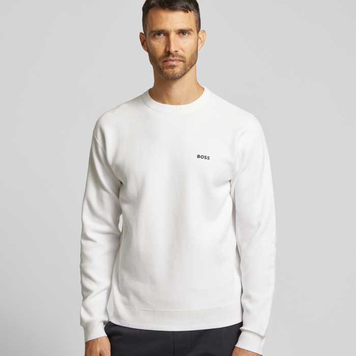 BOSS Cotton Sweater With Contrast Logo