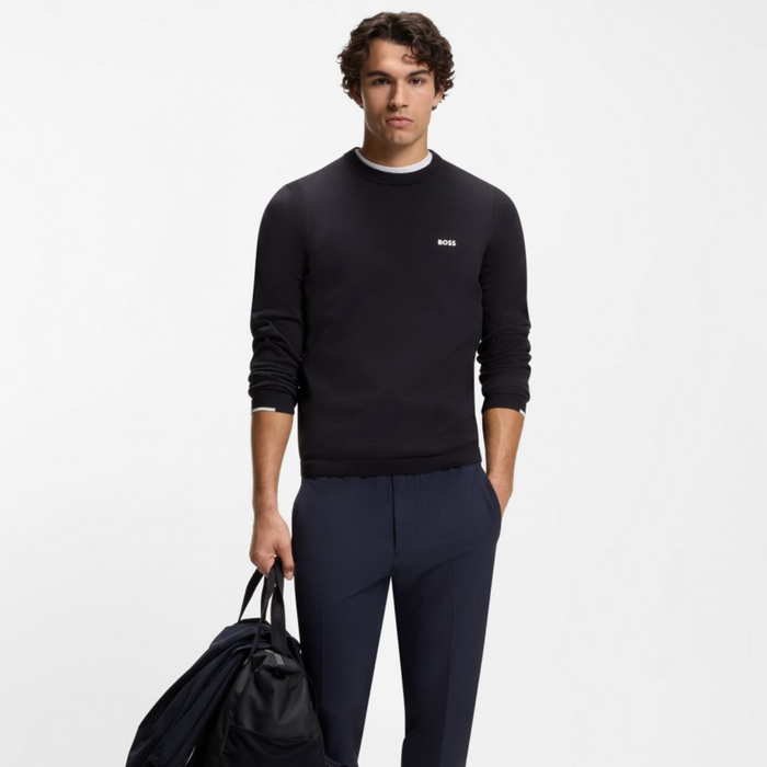 BOSS Cotton Sweater With Contrast Logo