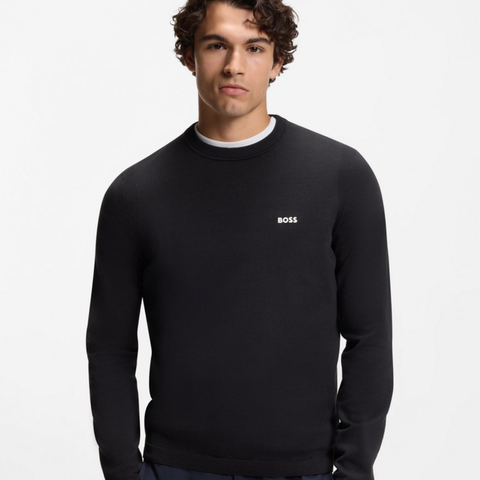 BOSS Cotton Sweater With Contrast Logo