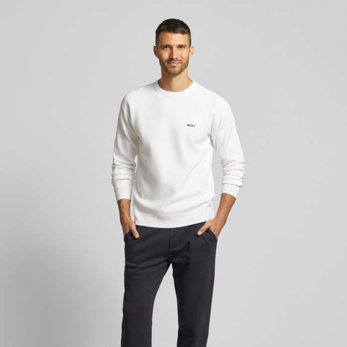 BOSS Cotton Sweater With Contrast Logo
