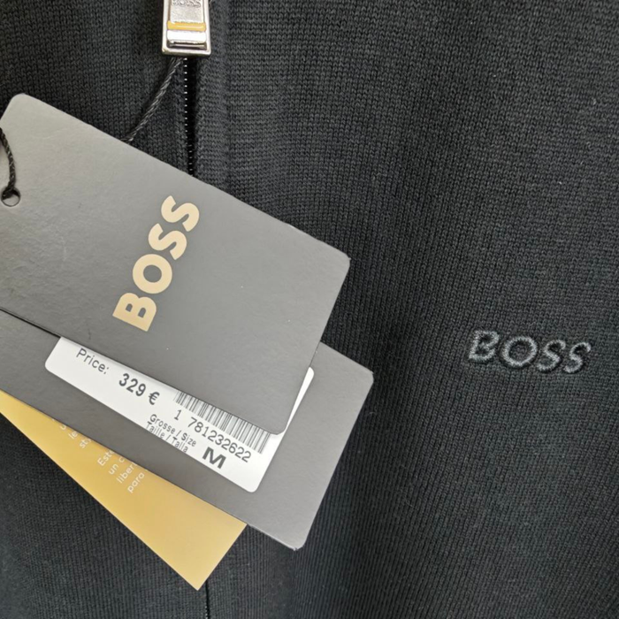 BOSS Knitted Zip-Up Cardigan in Cotton