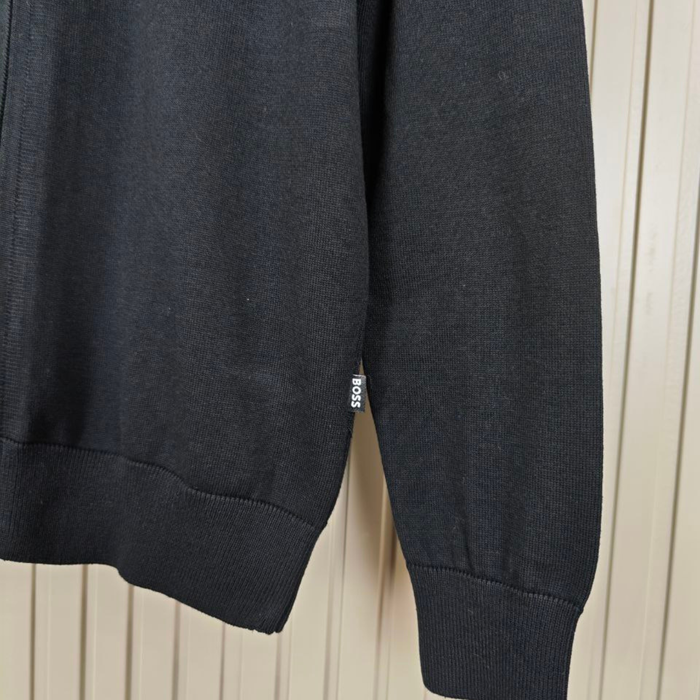 BOSS Knitted Zip-Up Cardigan in Cotton