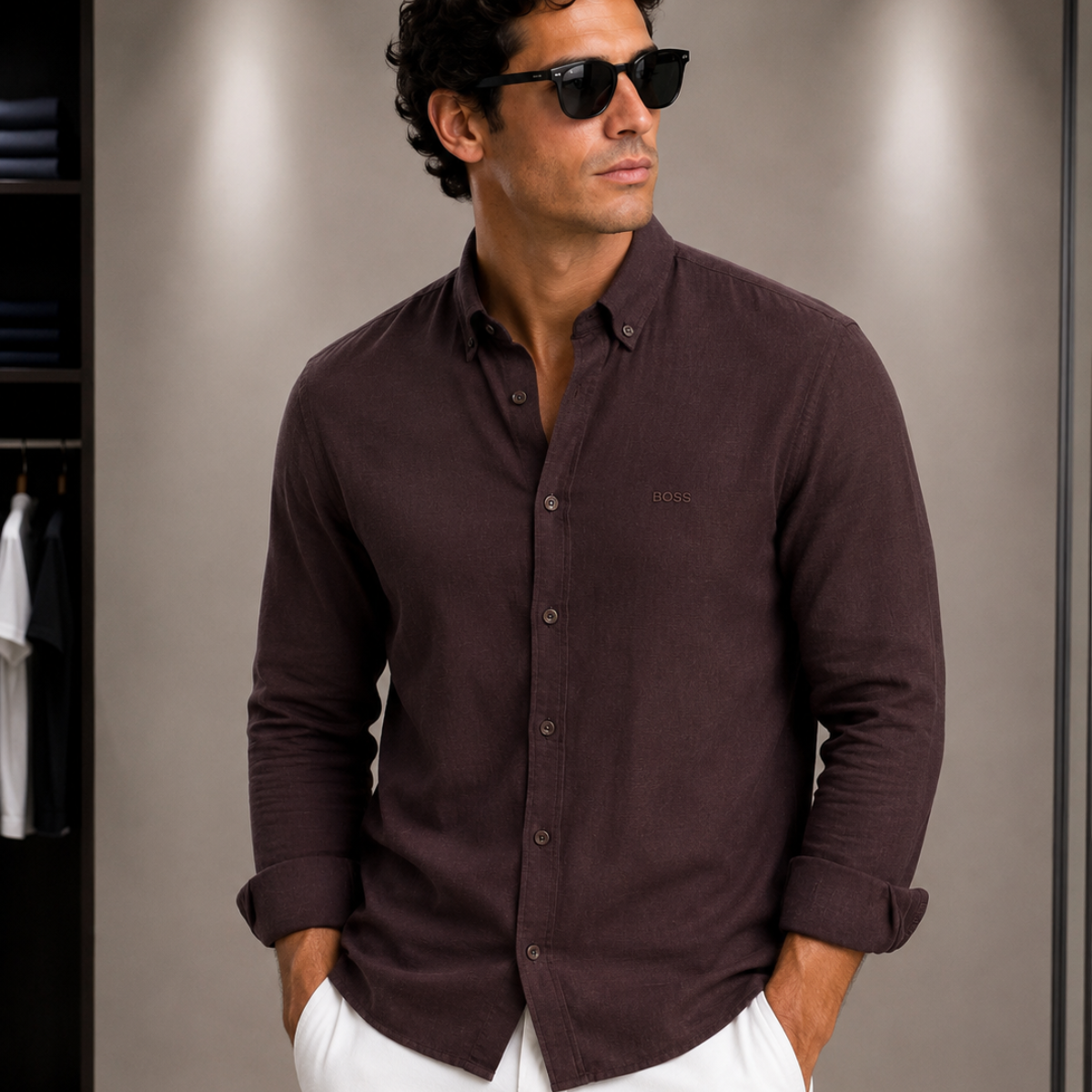 BOSS Shirt Button-Down Linen