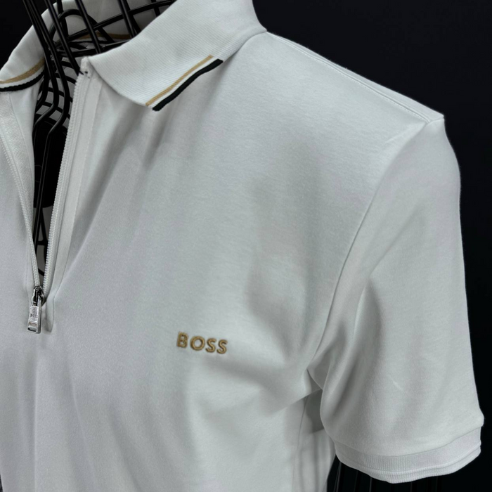 BOSS Zip-Front Polo shirt In Cotton