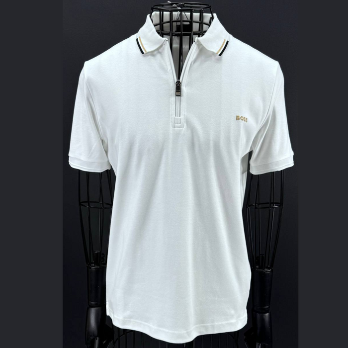 BOSS Zip-Front Polo shirt In Cotton