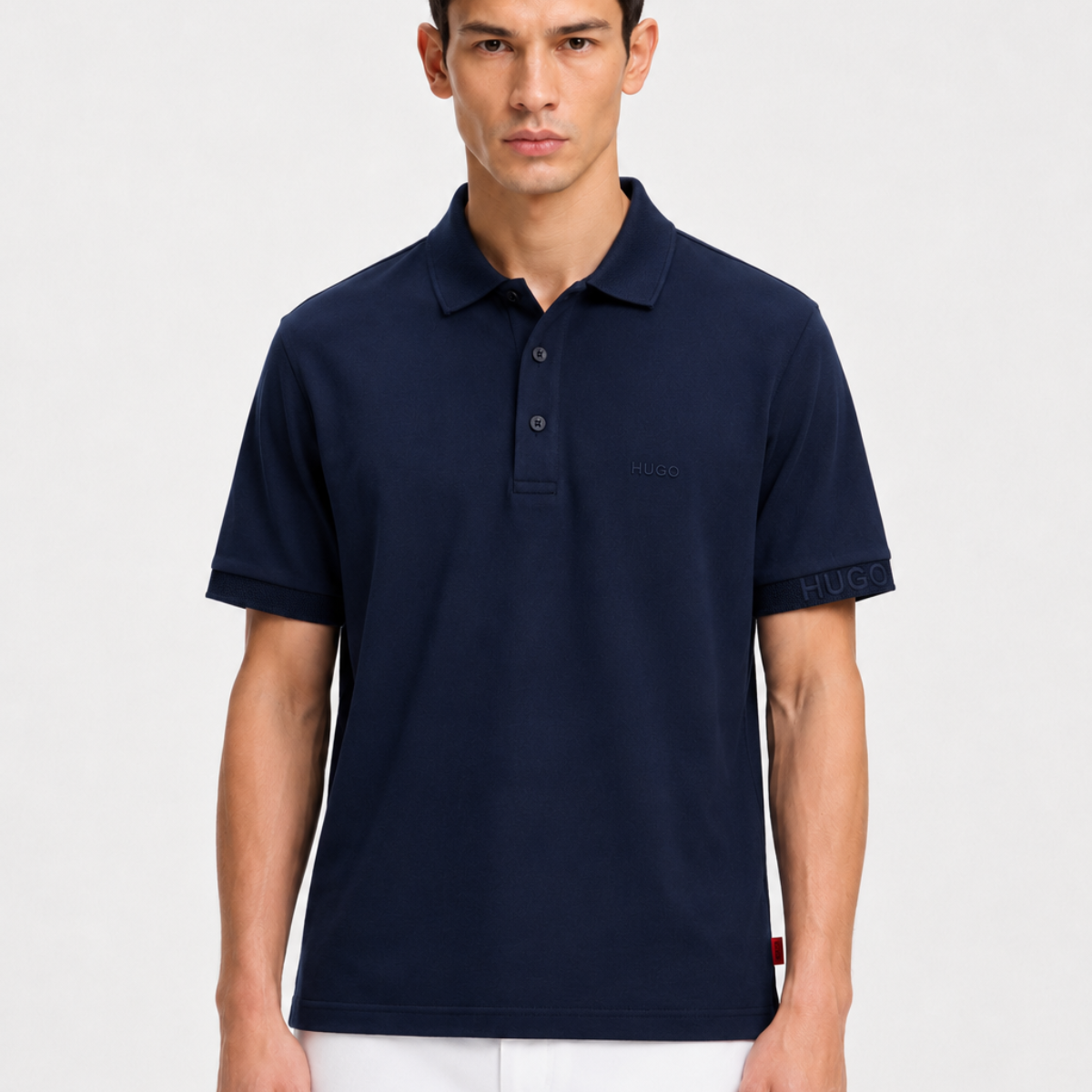 HUGO Cotton Polo-Shirt with logo appliqué