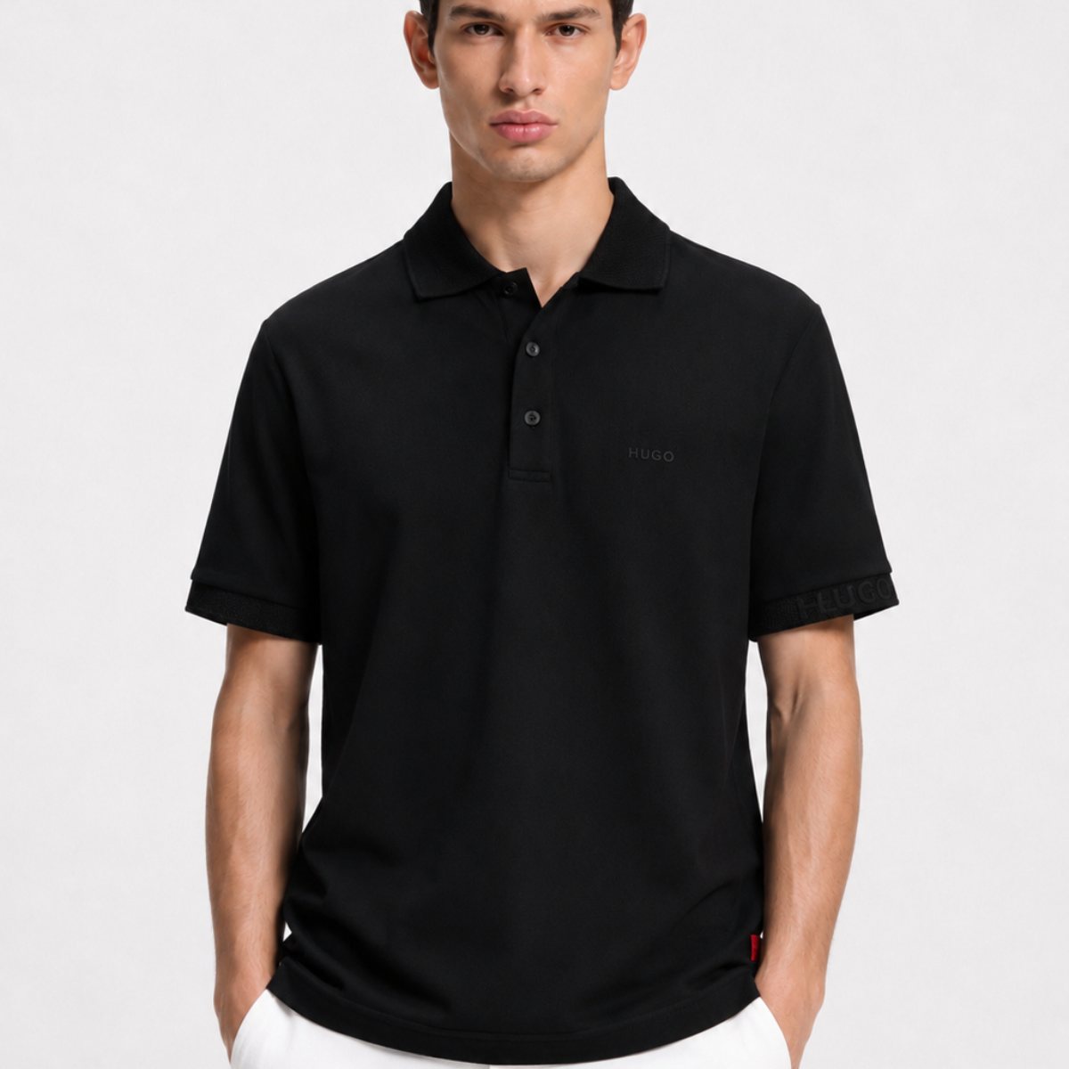HUGO Cotton Polo-Shirt with logo appliqué