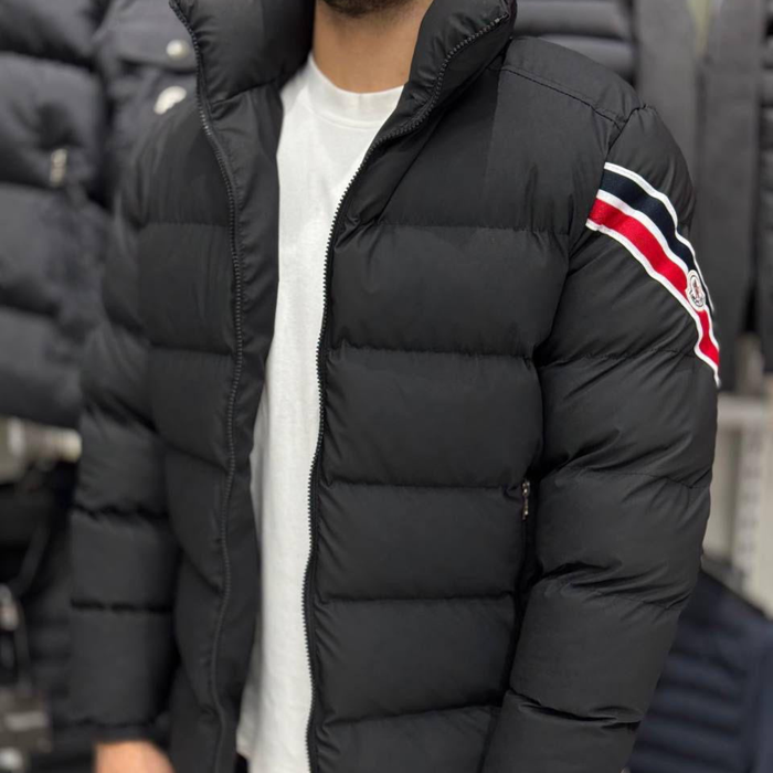 MONCLER Striped Logo Patch Down Jacket