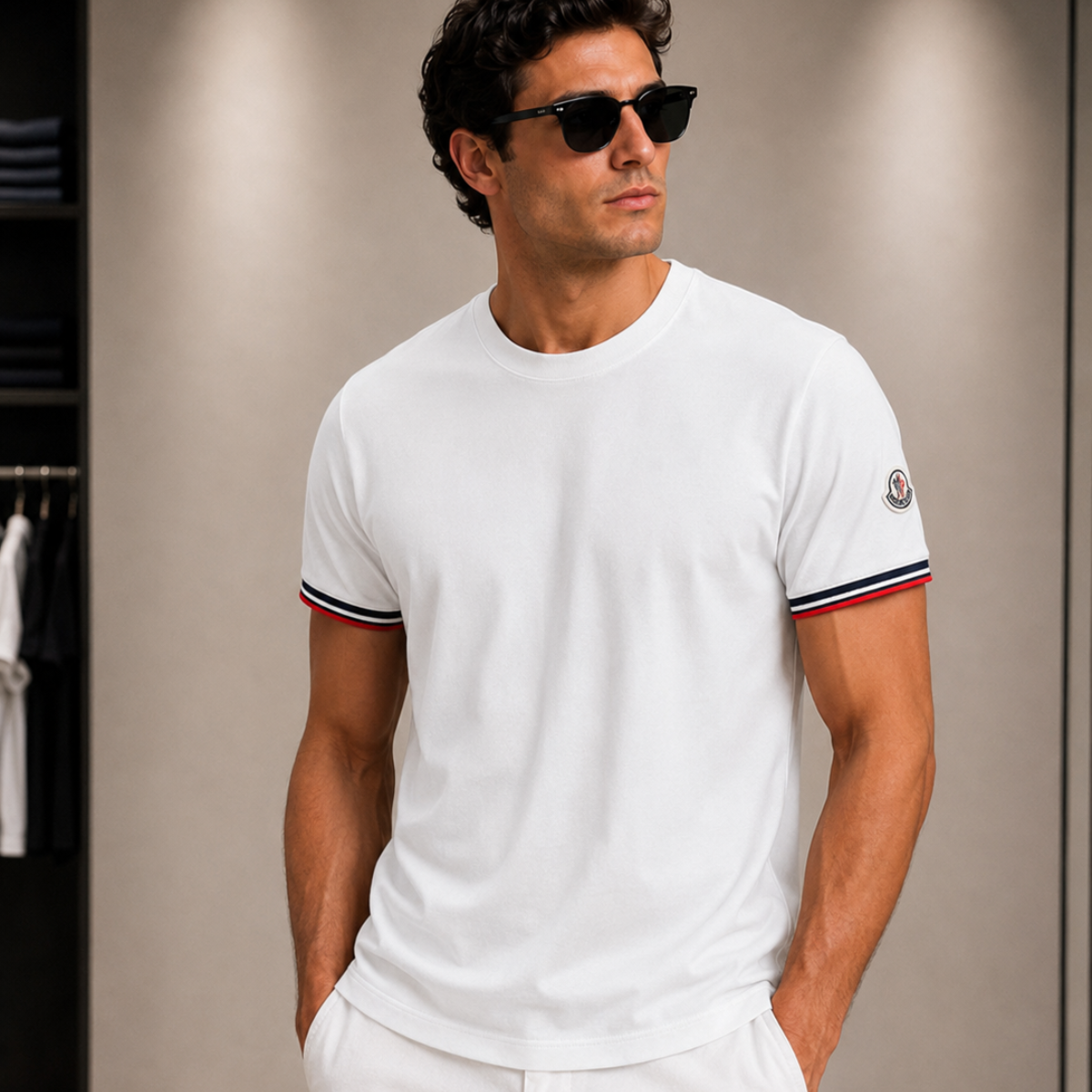 Moncler Tricolor Cotton Jersey T-Shirt
